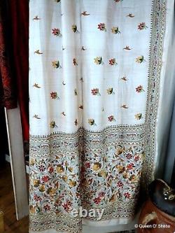 Kantha Embroidery Silk Shawl West Bengal India Vintage Exquisite Embroidery