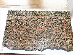 LARGE ANTIQUE VINTAGE INDIAN WOODEN TEXTILE COPPER PRINTING BLOCK collect only