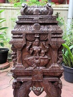 Lakshmi Statue Kavadi Hindu Temple Gopuram Wooden Sculpture Vintage Wall Panel