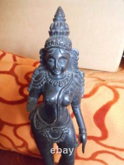 Lakshmi Wood Carved goddess figurine Antique Indian Hindu Goddess 31cm 12 1/4