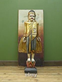 Large Antique Indian Painted Wooden Deity Statue