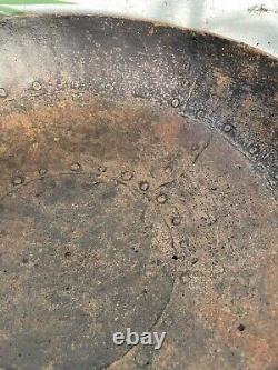 Large Indian Vintage Heavy Duty Iron Metal Kadai Bowl & Stand Fire Pit BBQ