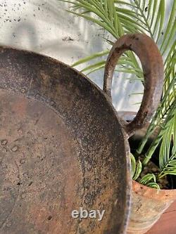 Large Indian Vintage Heavy Duty Iron Metal Kadai Bowl & Stand Fire Pit BBQ