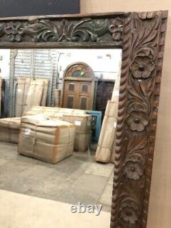 Large Vintage Antique Handcrafted Indian Carved Mirror Frame