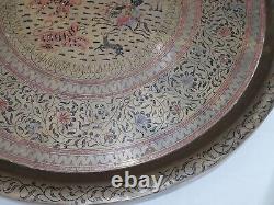 Large Vintage Brass Tray (Indian, Persian, Arabic, Islamic) 73cm diameter