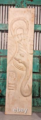 Large Vintage Indian Hand Carved Solid Wooden Elephant Wall Panel Carving Decor