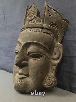 Large Vintage Indian Hand-carved Sacred Buddha Mask. Prince Siddhartha Gautama