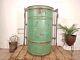 Large Vintage Industrial Galvanised Metal Storage Bin Cannister Storage Drum