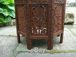 Large Vintage Octagonal Inlaid Folding Anglo/ Indian Side Table
