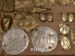 Large lot Vintage Old Rare Bronze Jewelry Making Die Molds Seals Stamps