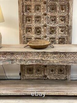 Long vintage Indian carved console table