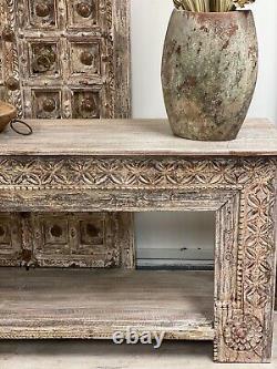 Long vintage Indian carved console table