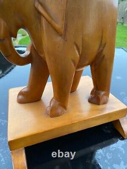Lovely Vintage Indian Elephant Carved Wooden Table