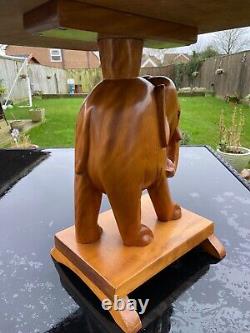 Lovely Vintage Indian Elephant Carved Wooden Table