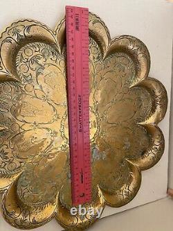 Lovely Vintage Plate. Flower Shape. Very Heavy. Antique. Vinayaki. Patina. Brass