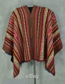 MAGNIFICENT QUECHUA INDIAN IKAT PONCHO Ceremonial Vintage Textile TM8255