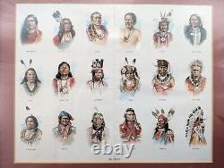 Native American Indian Lithograph of 18 Tribal Chiefs Vintage Possibly Antique