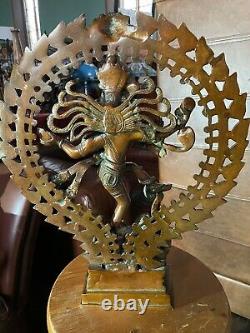 Natraj Brass Sculpture Shiva Statue Vintage Large Solid Hindu Spiritual 43cm 7kg