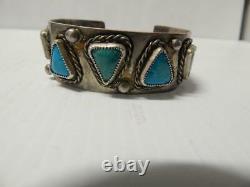 Nice Old Antique Vintage Bracelet Navajo Indian Sterling Silver Turquoise