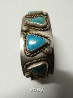 Nice Old Antique Vintage Bracelet Navajo Indian Sterling Silver Turquoise