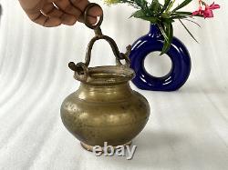 Old Antique Hand Crafted Brass Water Pot Lota south Indian Kamandal Friar