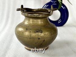 Old Antique Hand Crafted Brass Water Pot Lota south Indian Kamandal Friar