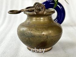 Old Antique Hand Crafted Brass Water Pot Lota south Indian Kamandal Friar