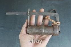 Old Antique Heavy Iron Big Lock with Key Vintage Indian lock with Unique Shape