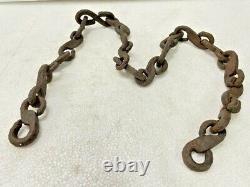 Old Antique Rare Hand Forged Unique Design Rustic Iron Solid Chain, Collectible