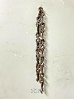 Old Antique Rare Hand Forged Unique Design Rustic Iron Solid Chain, Collectible