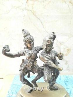 Old Antique Vintage Brass Dancing Hindu God Goddess Idol Statue Figurine 18 cm