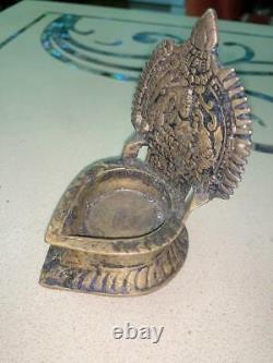 Old Antique Vintage Brass Devi Maa Mata Diya Oil Lamp Home Decor Collectible