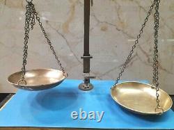 Old Antique Vintage Brass Measurement Scale with Wooden Drawer Base
