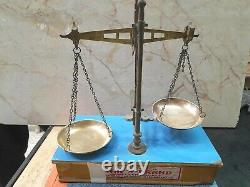 Old Antique Vintage Brass Measurement Scale with Wooden Drawer Base
