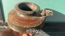 Old Antique Vintage Original Treble Painted Terracotta / Clay Pot