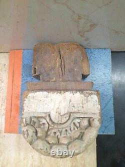 Old Antique Vintage Wood Hand Carved Block Bracket Collectible 24 x 13 x 12 cm