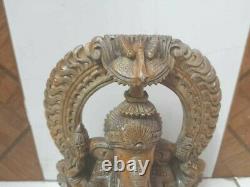 Old Antique Vintage Wood Sitting Lord Ganesha Statue Figurine Idol 10 Height