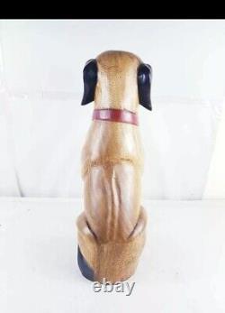 Old Collectible Wooden Dog Hand Crafted Wood Dog Unique Carving Painted Art