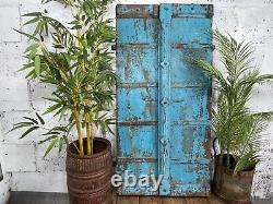 Old Pair Vintage Reclaimed Indian Wooden Iron Doors Shutters Garden Gates Screen