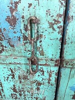 Old Pair Vintage Reclaimed Indian Wooden Iron Doors Shutters Garden Gates Screen