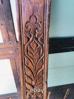 Old Vintage Ancient Rare Wood Fine Hand Carved Unique Flower Design Door Panel