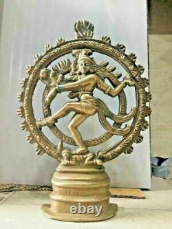 Old Vintage Antique Rare Handmade Lord Shiva Natarajan Dancing Brass Statue 28cm