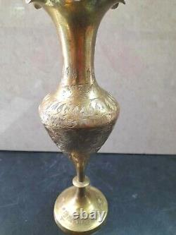 Old Vintage Brass Flower Vase Showpiece Collectible Gift Decor 24 cms