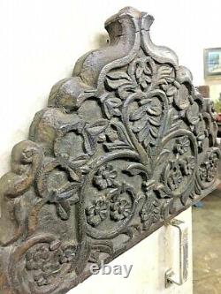 Old Vintage Hand Carved Flower Design Wall Hanging Wooden Panel/singhasan