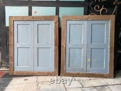 Old Vintage Hand Made Old Color Solid Wooden 2 Window Door Pair With Frame