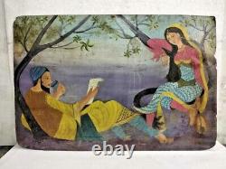 Old Vintage Handmade Indian Traditional King And Queen Cardboard Painting