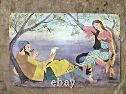 Old Vintage Handmade Indian Traditional King And Queen Cardboard Painting