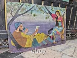 Old Vintage Handmade Indian Traditional King And Queen Cardboard Painting