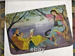 Old Vintage Handmade Indian Traditional King And Queen Cardboard Painting