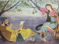 Old Vintage Handmade Indian Traditional King And Queen Cardboard Painting